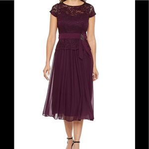 Jackie Jon Wine Lace Dress size 12 NWT